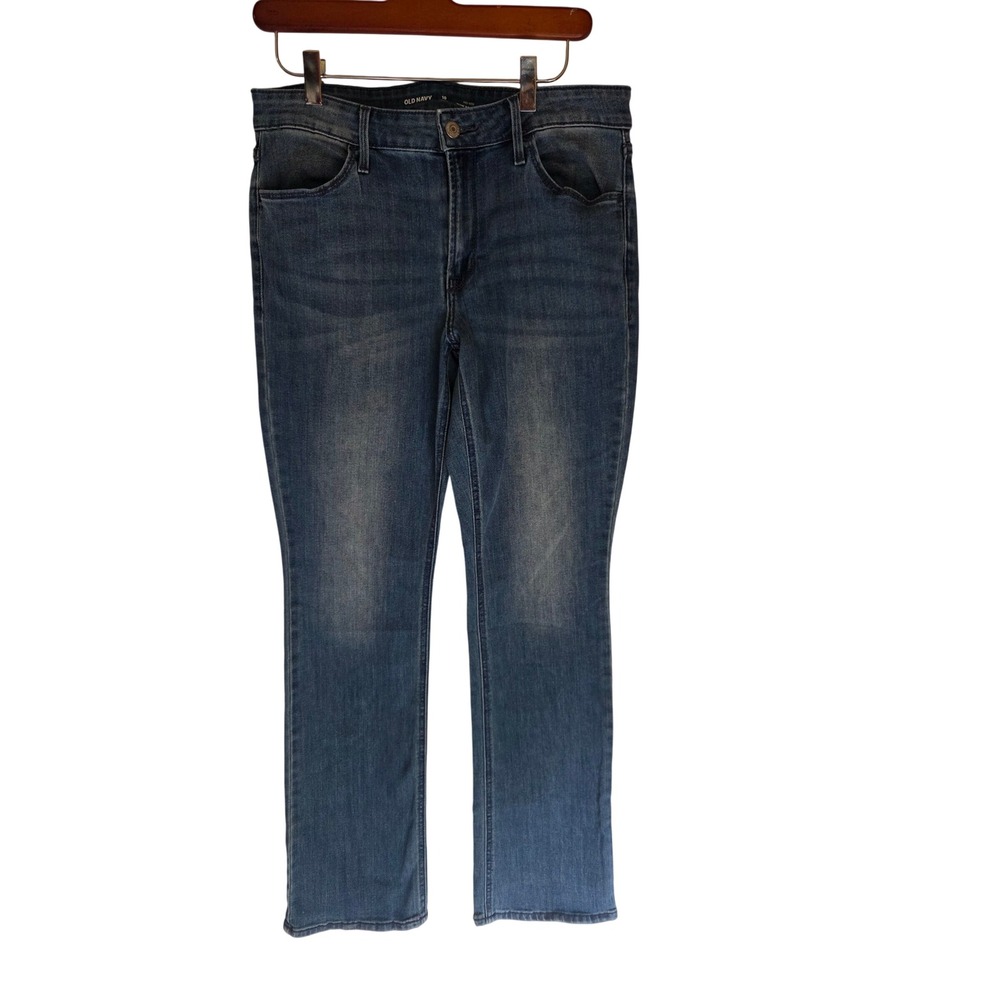 Old Navy Wow Boot-Cut Jeans Womens 10 Long Mid-Rise Medium Wash Blue Denim